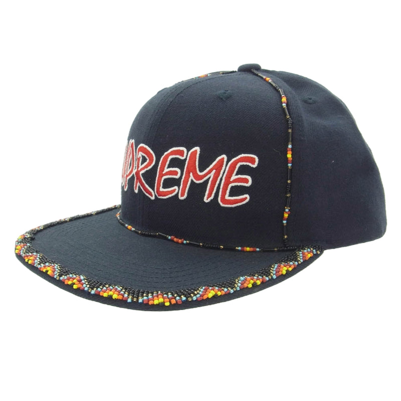 Supreme シュプリーム 19SS Beaded 6-Panel Cap ビーズ 6パネル キャップ ネイビー系【中古】