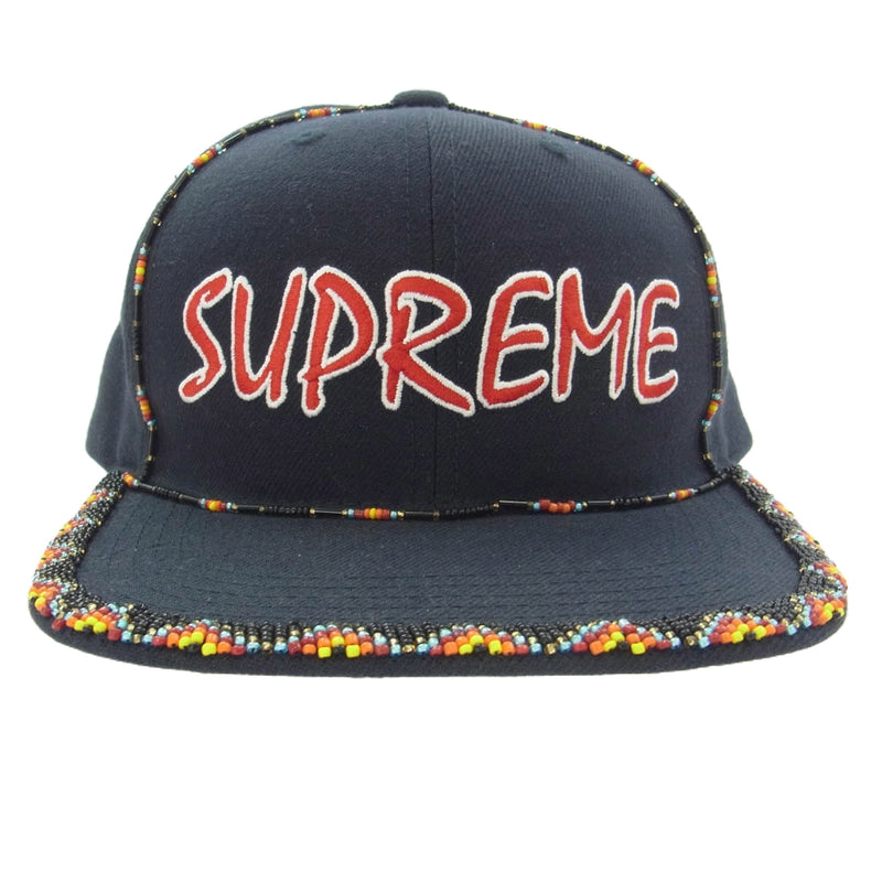 Supreme シュプリーム 19SS Beaded 6-Panel Cap ビーズ 6パネル キャップ ネイビー系【中古】