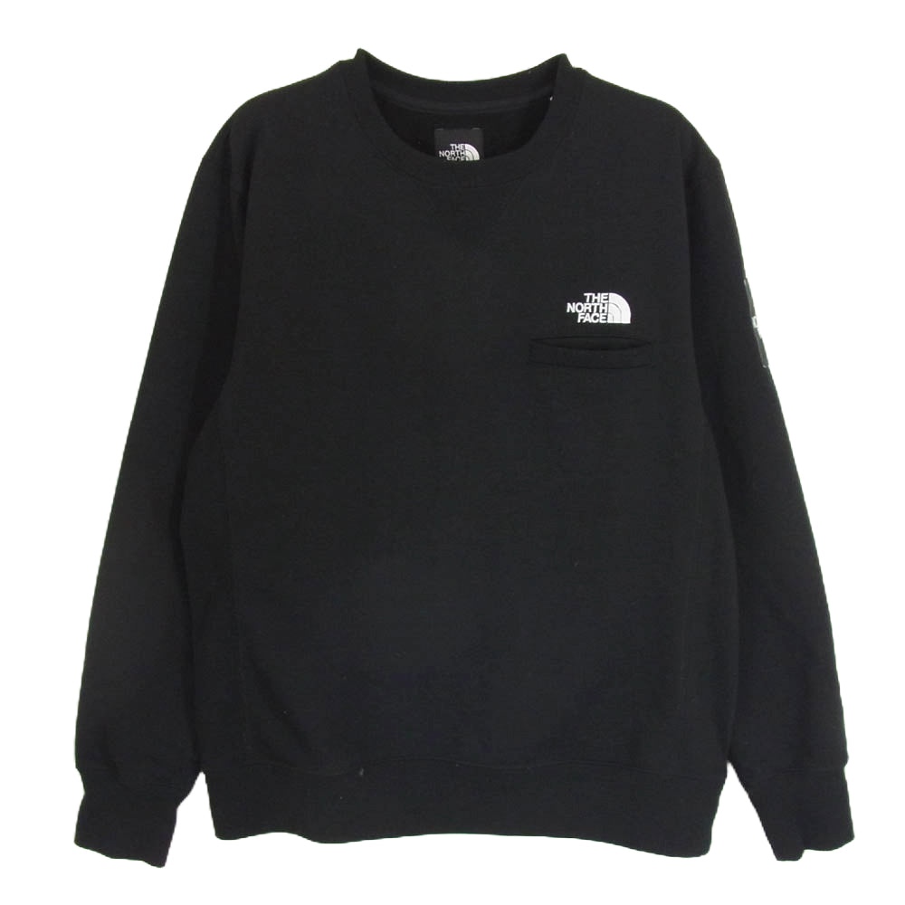 THE NORTH FACE ノースフェイス NT11832 SQUARE LOGO CREW スクエアロゴ クルー スウェット ブラック系 L【中古】