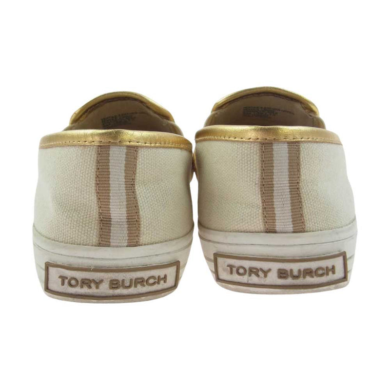 Tory Burch トリーバーチ ロゴ スリッポン スニーカー ベージュ系【中古】