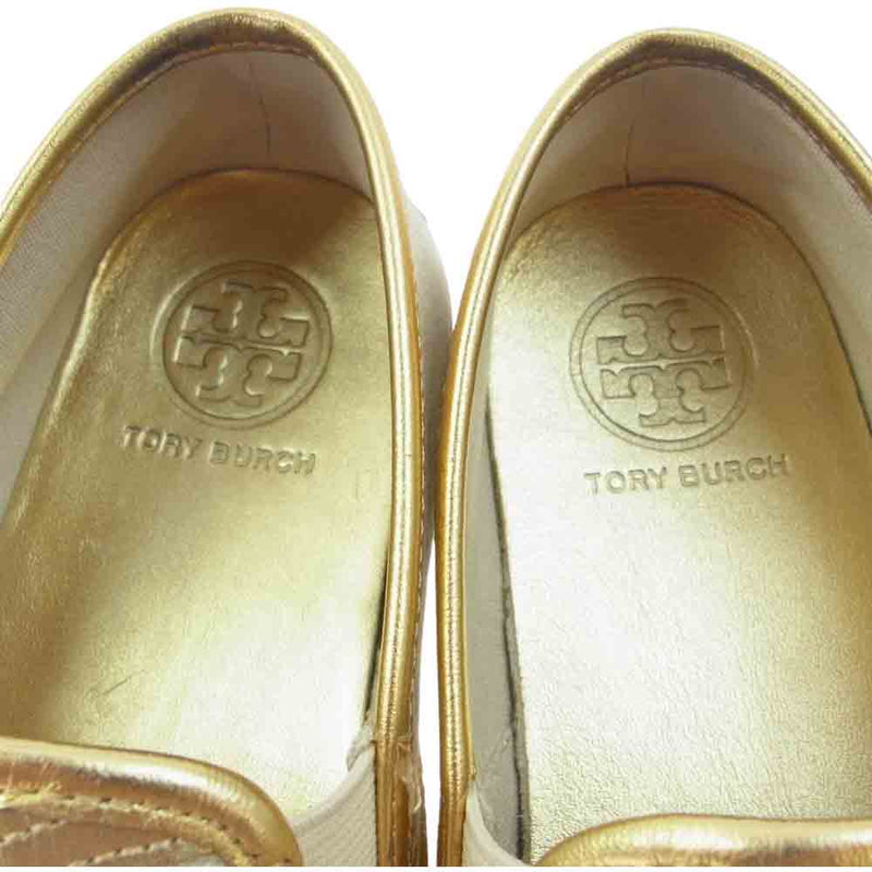 Tory Burch トリーバーチ ロゴ スリッポン スニーカー ベージュ系【中古】