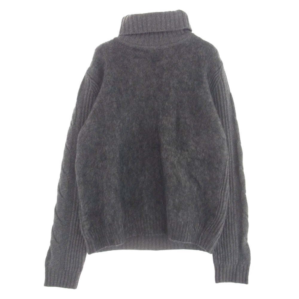 MAX MARA マックスマーラ 13660693 タートルネック ケーブル シャギー 切替 モヘア混 カシミヤ混 ウール ニット グレー系 M【中古】