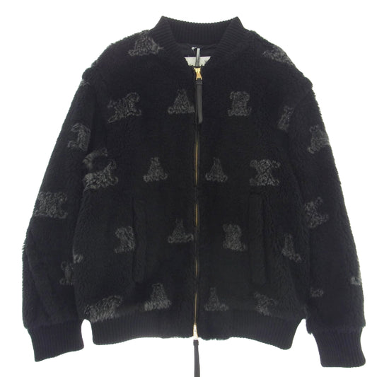 MAX MARA マックスマーラ 23AW 108613266 マックスマーラジャパンタグ モノグラム テディボンバー ジャケット キャメル?ヴァージンウール?シルク テディベア ボア ジャケット ブラック系 40【美品】【中古】