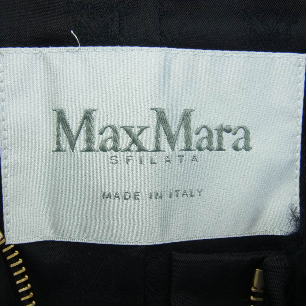 MAX MARA マックスマーラ 23AW 108613266 マックスマーラジャパンタグ モノグラム テディボンバー ジャケット キャメル?ヴァージンウール?シルク テディベア ボア ジャケット ブラック系 40【美品】【中古】