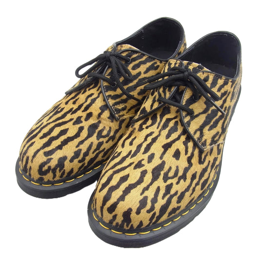 WACKO MARIA ワコマリア DRMARTENS-WM-SH01 Dr.Martens ドクターマーチン 1461 3ホールシューズ カウハイド ハラコ レオパード柄 ブラック系 イエロー系 UK9(28.0cm)【美品】【中古】