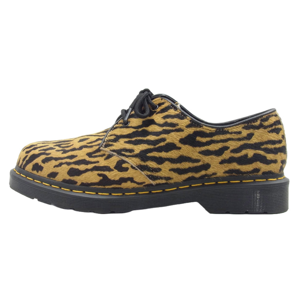WACKO MARIA ワコマリア DRMARTENS-WM-SH01 Dr.Martens ドクターマーチン 1461 3ホールシューズ カウハイド ハラコ レオパード柄 ブラック系 イエロー系 UK9(28.0cm)【美品】【中古】
