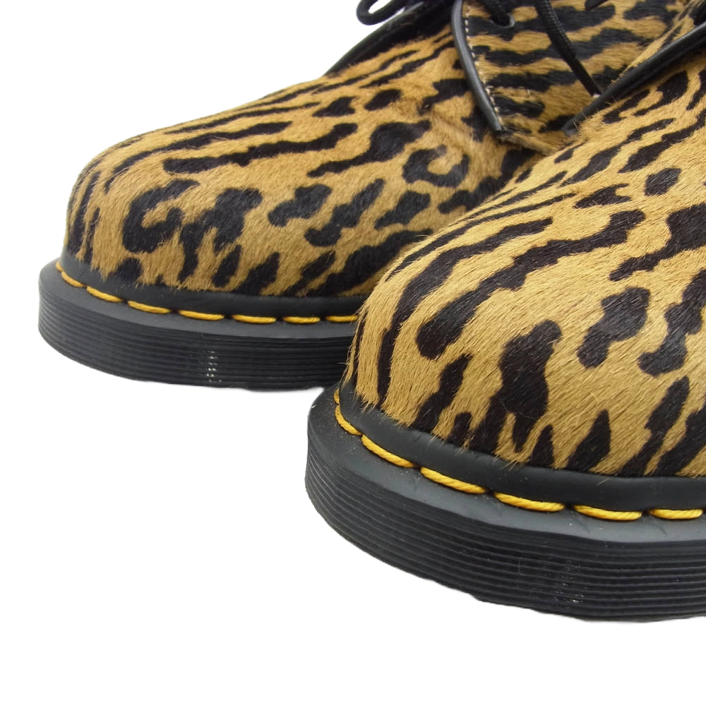 WACKO MARIA ワコマリア DRMARTENS-WM-SH01 Dr.Martens ドクターマーチン 1461 3ホールシューズ カウハイド ハラコ レオパード柄 ブラック系 イエロー系 UK9(28.0cm)【美品】【中古】