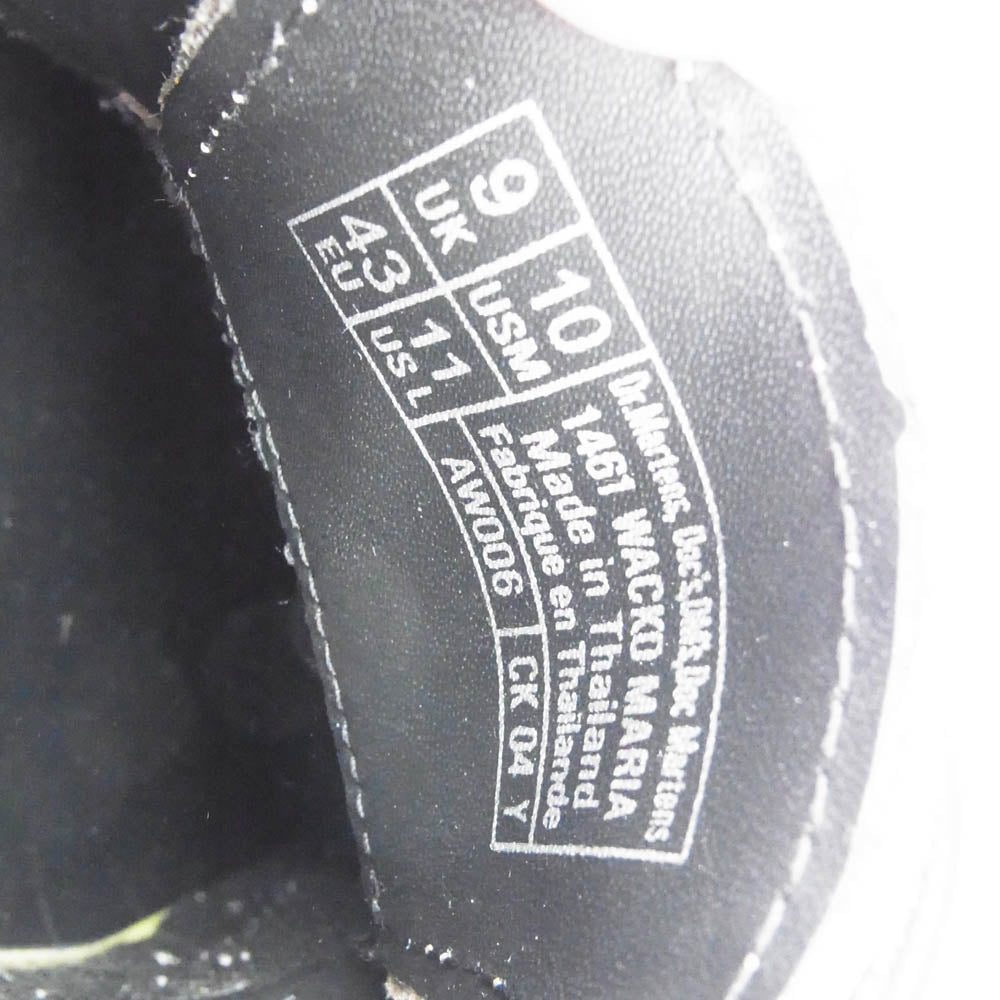 WACKO MARIA ワコマリア DRMARTENS-WM-SH01 Dr.Martens ドクターマーチン 1461 3ホールシューズ カウハイド ハラコ レオパード柄 ブラック系 イエロー系 UK9(28.0cm)【美品】【中古】