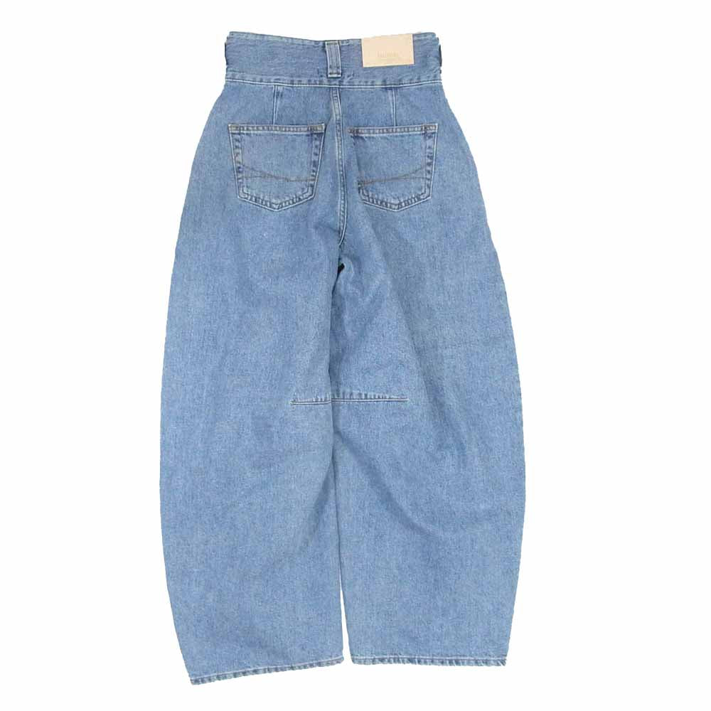 サムシング WIDE HIGHRISE デニム ジーンズ バルーン ワイド パンツ インディゴブルー系 S【中古】