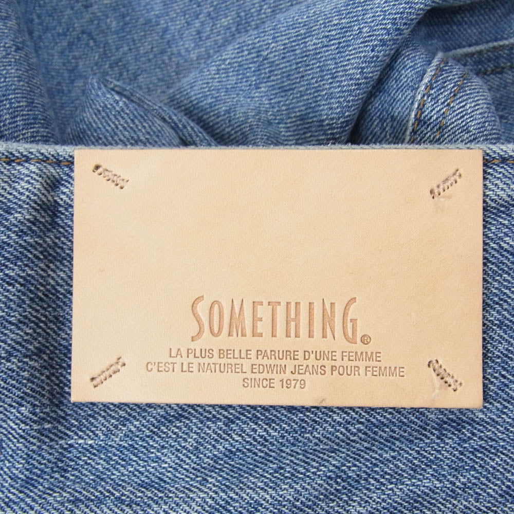 サムシング WIDE HIGHRISE デニム ジーンズ バルーン ワイド パンツ インディゴブルー系 S【中古】