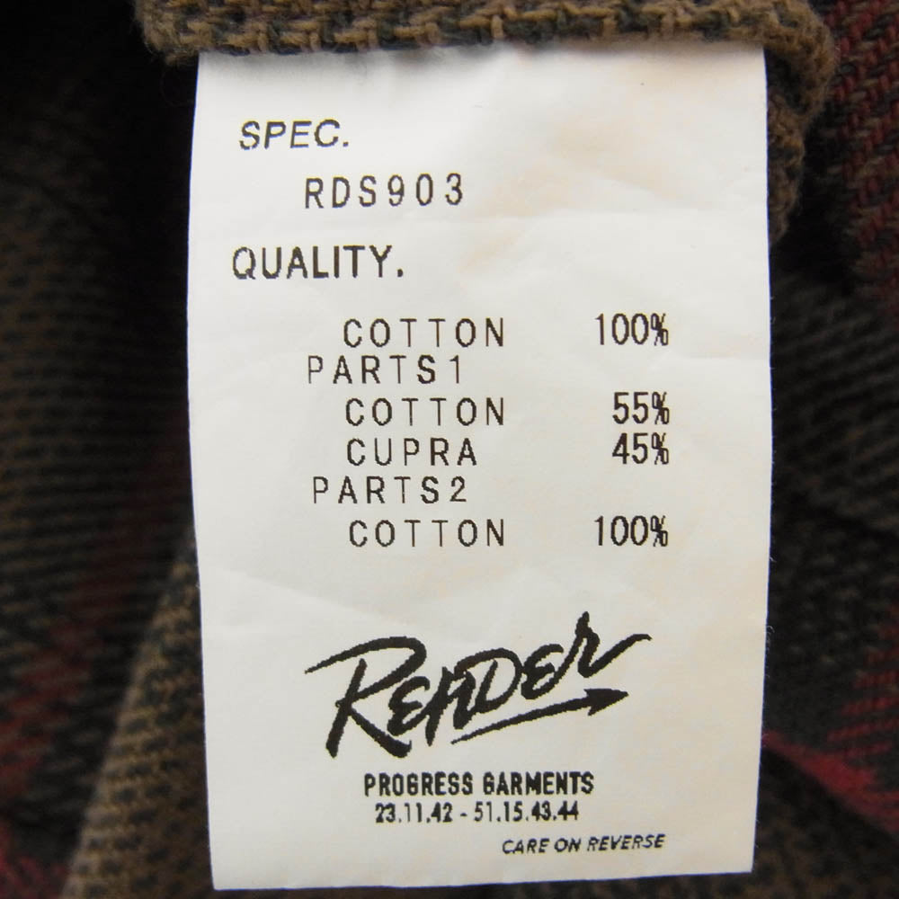 レンダー RDS903 コットン チェック 長袖 ネル シャツ ブラウン系 3【中古】