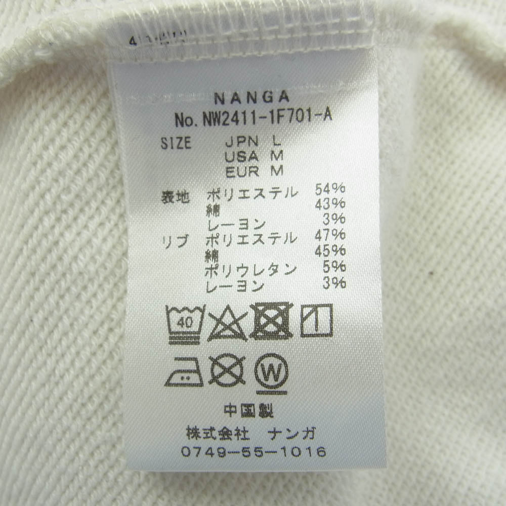 NANGA ナンガ NW2411-1F701-A ECO Hybrid Camping Manners Soap Bubbles Crew Sweat エコ ハイブリッド キャンピング マナー ソープ バブル クルー スウェット オフホワイト系 L【中古】