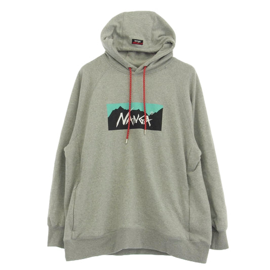 NANGA ナンガ NW2311-1F202 ECO HYBRID BOX LOGO SWEAT HOODIE エコ ハイブリッド ボックス ロゴ スウェット フーディー パーカー グレー系 L【中古】
