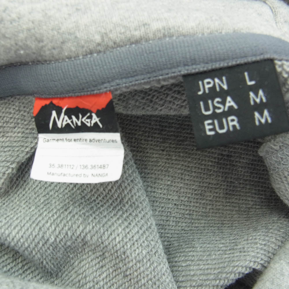 NANGA ナンガ NW2311-1F202 ECO HYBRID BOX LOGO SWEAT HOODIE エコ ハイブリッド ボックス ロゴ スウェット フーディー パーカー グレー系 L【中古】
