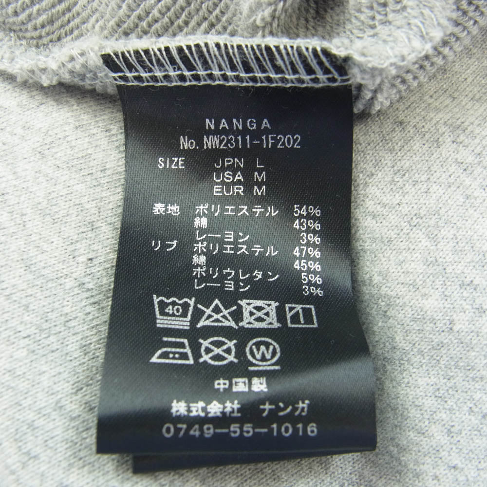 NANGA ナンガ NW2311-1F202 ECO HYBRID BOX LOGO SWEAT HOODIE エコ ハイブリッド ボックス ロゴ スウェット フーディー パーカー グレー系 L【中古】