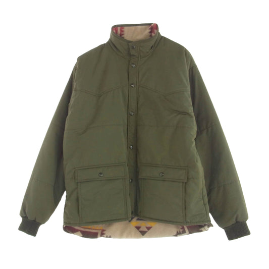 WESTRIDE ウエストライド リバーシブル 中綿 ジャケット ネイティブ柄 フリース ジャケット カーキ系 XL【中古】