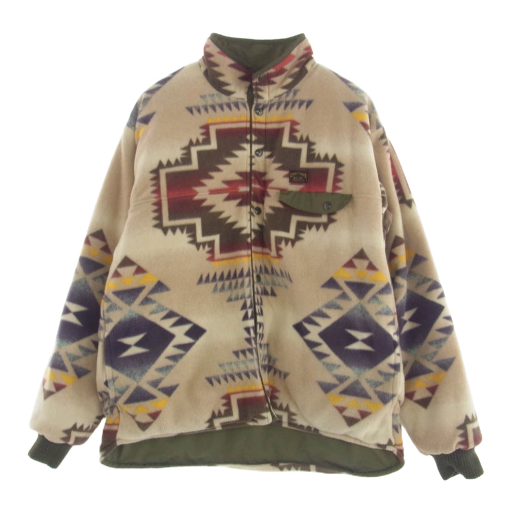 WESTRIDE ウエストライド リバーシブル 中綿 ジャケット ネイティブ柄 フリース ジャケット カーキ系 XL【中古】