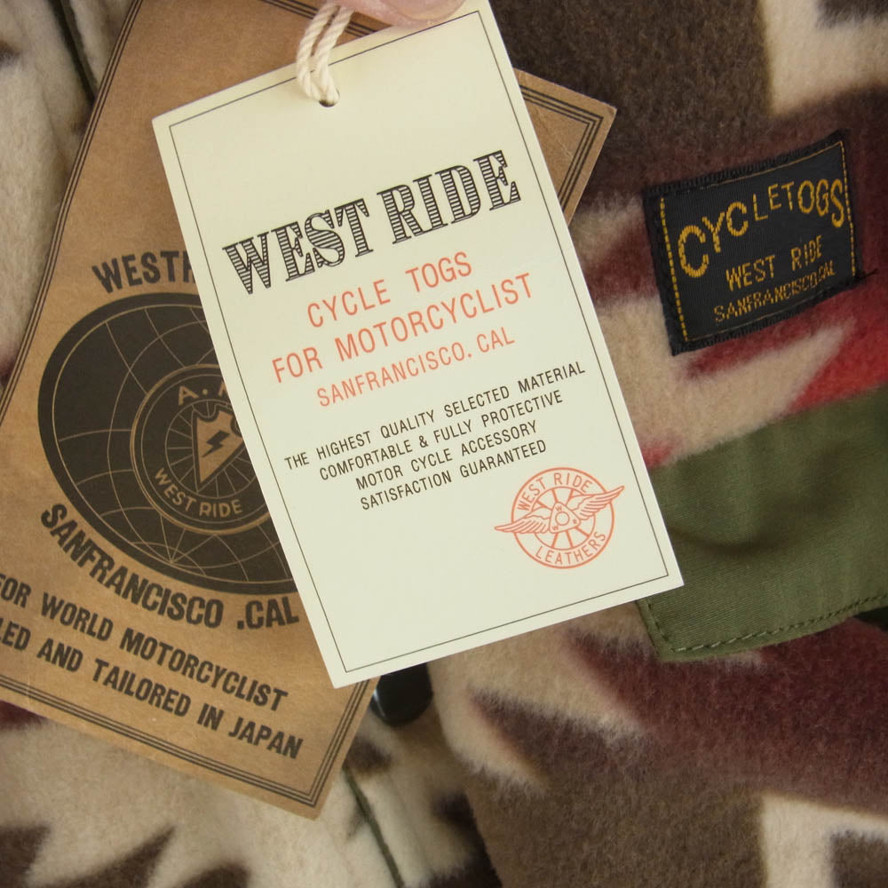 WESTRIDE ウエストライド リバーシブル 中綿 ジャケット ネイティブ柄 フリース ジャケット カーキ系 XL【中古】