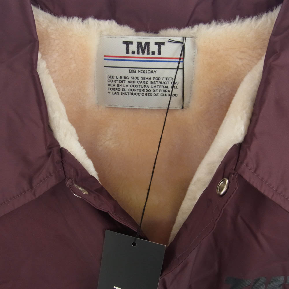 TMT ティーエムティー T JK-S22SP03 BOA COACH JACKET BIG 3 ボア コーチ ジャケット バックプリント エンジ系 XL【新古品】【未使用】【中古】
