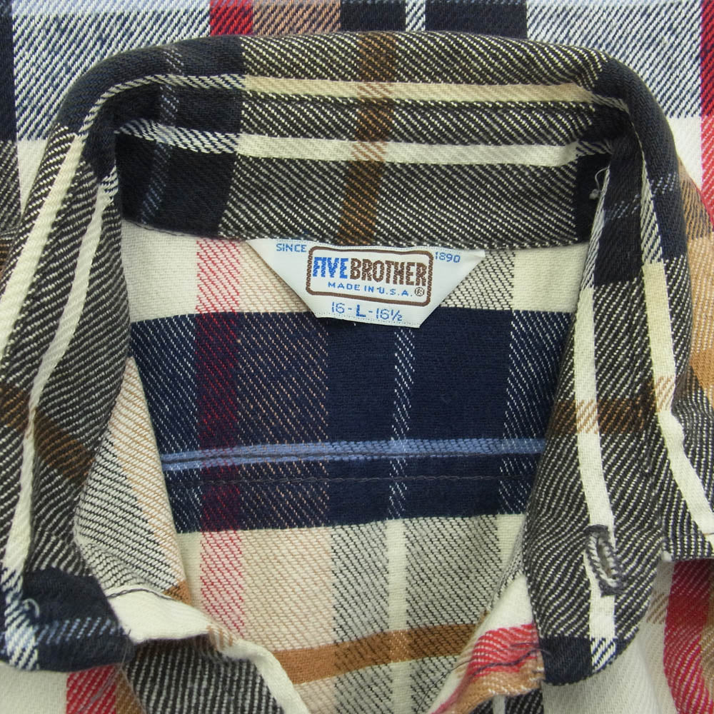FIVE BROTHER ファイブブラザー 70s～80s USA製 チェック 長袖 シャツ SIZE L マルチカラー系 L【中古】