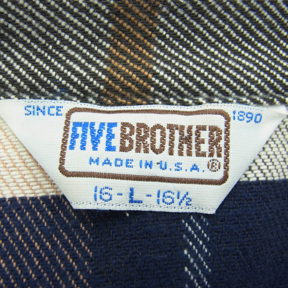 FIVE BROTHER ファイブブラザー 70s～80s USA製 チェック 長袖 シャツ SIZE L マルチカラー系 L【中古】