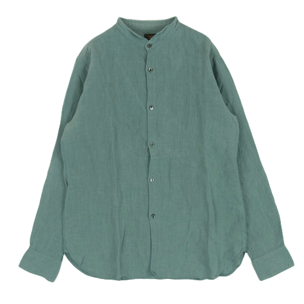 ジャンゴアトゥール DS-17B linen shirts リネン プチ ウィングカラー 長袖 シャツ グリーン系 グレイッシュグリーン系 L【中古】