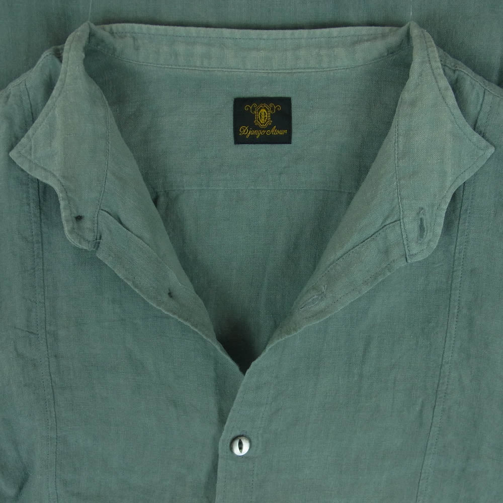ジャンゴアトゥール DS-17B linen shirts リネン プチ ウィングカラー 長袖 シャツ グリーン系 グレイッシュグリーン系 L【中古】