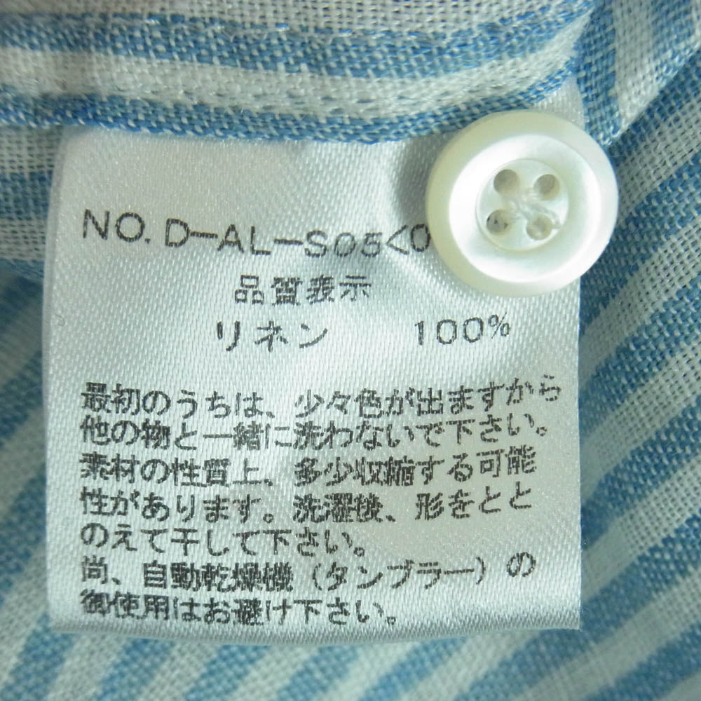 ジャンゴアトゥール D-AL-S05 フレンチ ワーク リネン シャツ ライトブルー系 ホワイト系 LL【中古】
