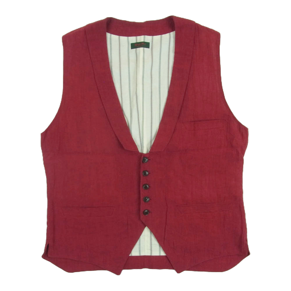 ジャンゴアトゥール D-AL-V06 LINEN VEST リネン コットン ベスト 日本製 レッド系 42【中古】