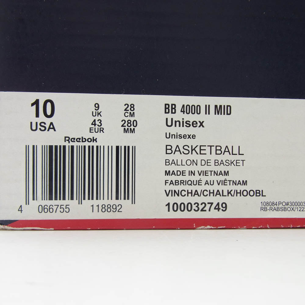 Reebok リーボック 100032749 BB 4000 II MID ヴィンテージ チョーク ミッドカット スニーカー オフホワイト系 ネイビー系 28.0cm【中古】