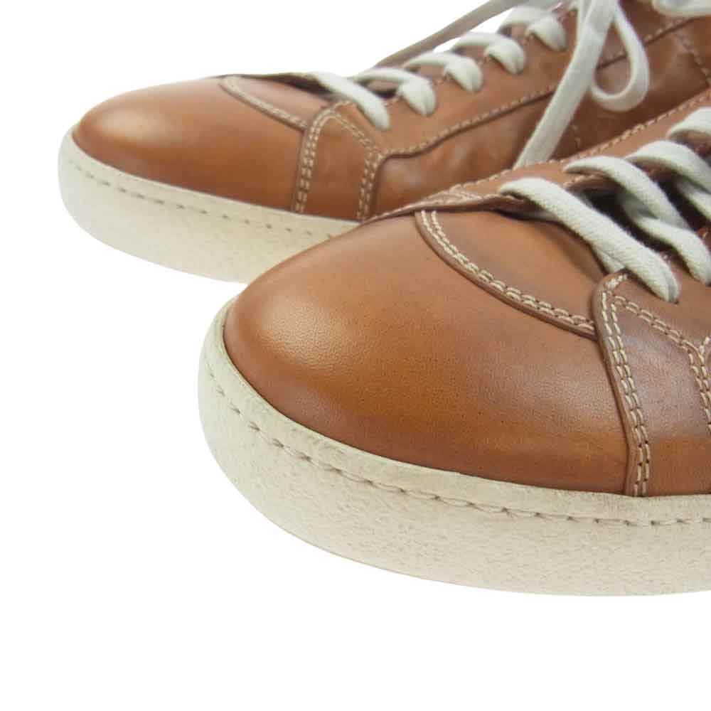 Santoni サントーニ レースアップ レザー スニーカー ライトブラウン系 10【中古】