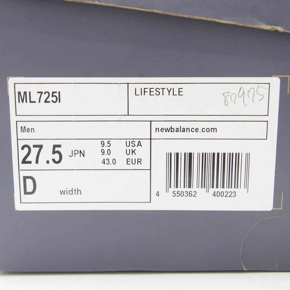 NEW BALANCE ニューバランス ML725I ML725I LIGHT GRAY ライトグレー ローカット スニーカー グレー系 27.5cm【美品】【中古】
