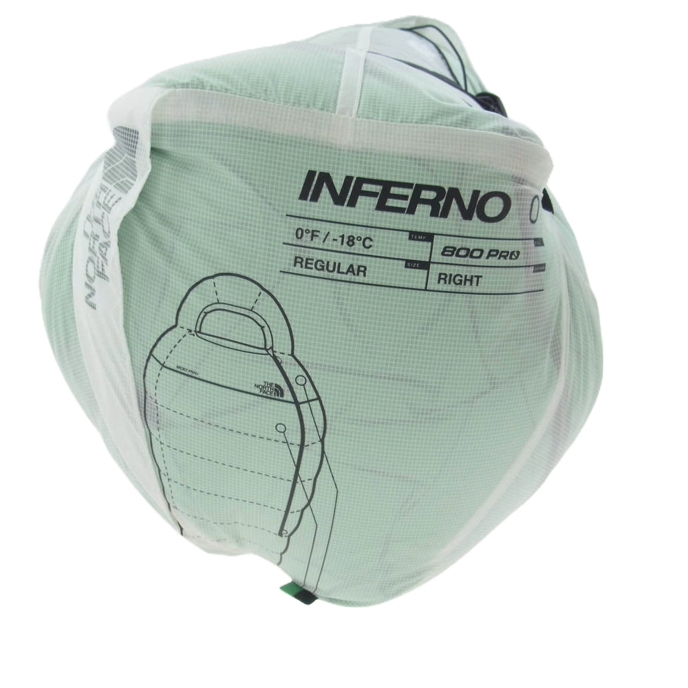 THE NORTH FACE ノースフェイス NBR42152 INFERNO -18 インフェルノ ダウン スリーピング バッグ 寝袋 グリーン系【極上美品】【中古】