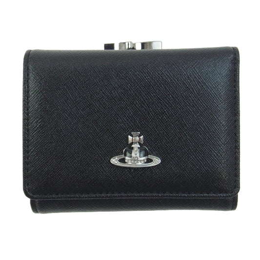 Vivienne Westwood ヴィヴィアンウエストウッド DIAMANTE ORB SMALL FRAME WALLET ディアマンテ オーブ ハート 3つ折り 財布 ブラック系【中古】