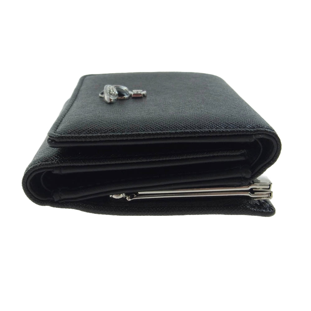 Vivienne Westwood ヴィヴィアンウエストウッド DIAMANTE ORB SMALL FRAME WALLET ディアマンテ オーブ ハート 3つ折り 財布 ブラック系【中古】