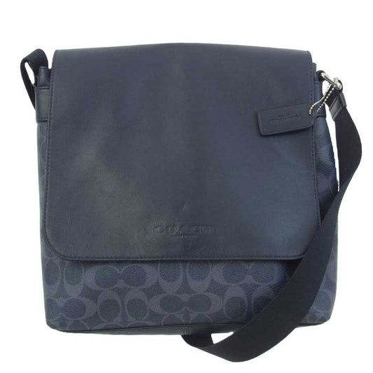COACH コーチ F28575 シグネチャー ショルダー バッグ ネイビー系【中古】
