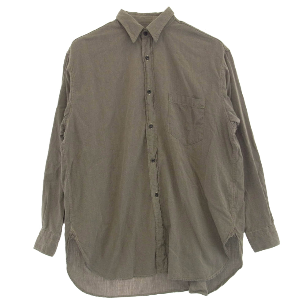COMOLI コモリ 24SS Z01-02004 ヨリ杢 ワークシャツ 長袖シャツ チャコール系 2【中古】