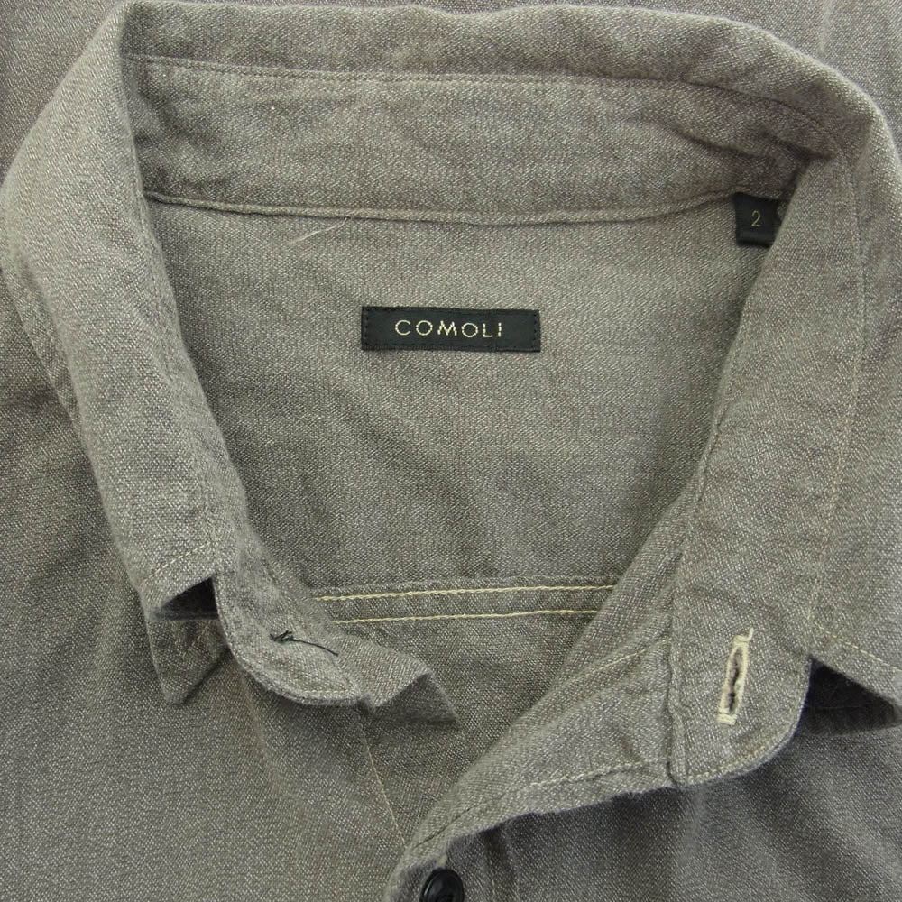 COMOLI コモリ 24SS Z01-02004 ヨリ杢 ワークシャツ 長袖シャツ チャコール系 2【中古】