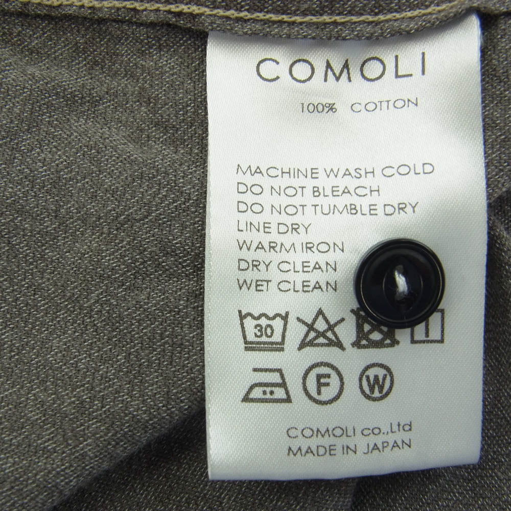 COMOLI コモリ 24SS Z01-02004 ヨリ杢 ワークシャツ 長袖シャツ チャコール系 2【中古】