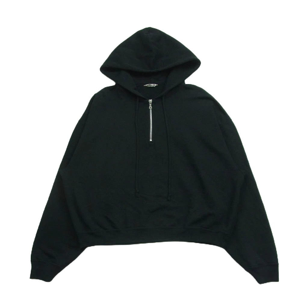 AURALEE オーラリー A20SP03GU SUPER SOFT SWEAT BIG PO PARKA ビッグ シルエット ハーフジップ パーカー 短丈 ブラック系【中古】