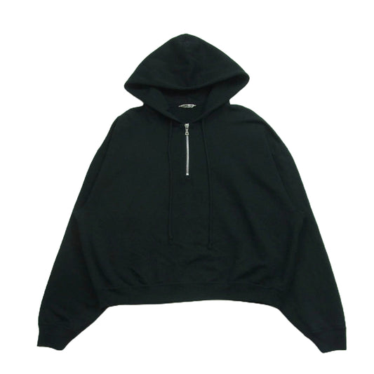 AURALEE オーラリー A20SP03GU SUPER SOFT SWEAT BIG PO PARKA ビッグ シルエット ハーフジップ パーカー 短丈 ブラック系【中古】