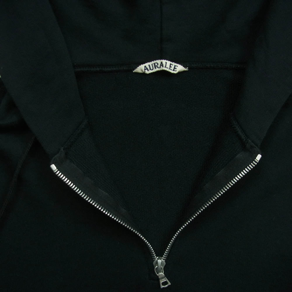 AURALEE オーラリー A20SP03GU SUPER SOFT SWEAT BIG PO PARKA ビッグ シルエット ハーフジップ パーカー 短丈 ブラック系【中古】