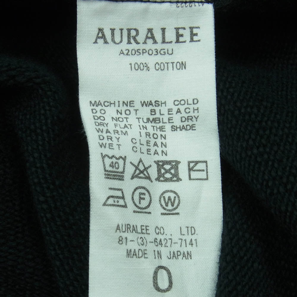 AURALEE オーラリー A20SP03GU SUPER SOFT SWEAT BIG PO PARKA ビッグ シルエット ハーフジップ パーカー 短丈 ブラック系【中古】