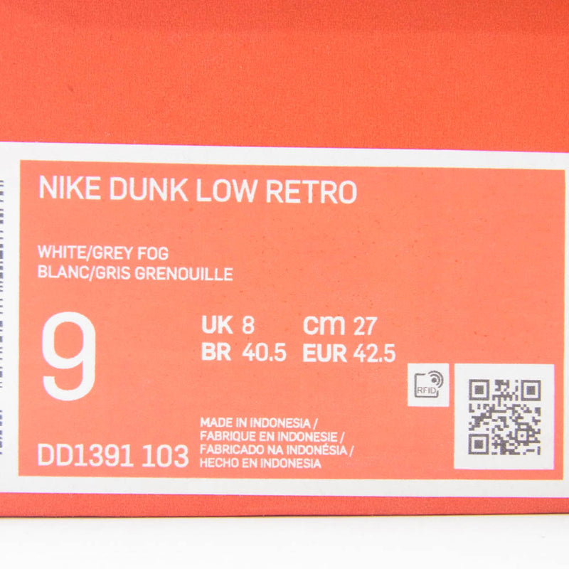 NIKE ナイキ DD1391-103 Dunk Low ダンク ロー Grey Fog グレーフォグ ローカット スニーカー グレー系 ホワイト系 27cm【新古品】【未使用】【中古】