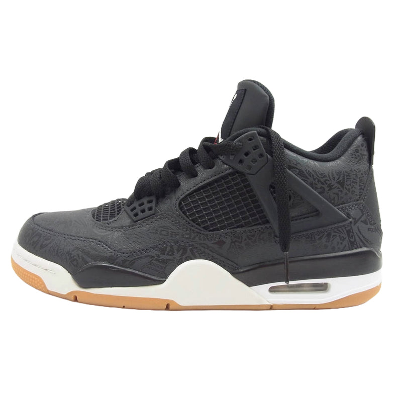 NIKE ナイキ CI1184-001 Air Jordan 4 エアジョーダン Retro Laser Black Gum レトロ レーサー ブラック ガム ハイカット スニーカー ブラック系 27.5cm【極上美品】【中古】