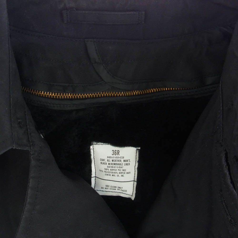 ヴィンテ－ジ 80s 87年製 実物 U.S. NAVY Soutien Collar coat ステンカラー コート ボアライナー ブラック系 ダークネイビー 36R【中古】