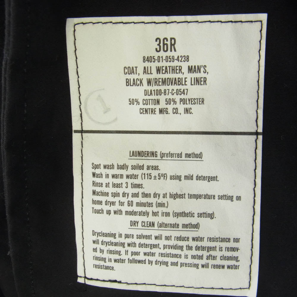 ヴィンテ－ジ 80s 87年製 実物 U.S. NAVY Soutien Collar coat ステンカラー コート ボアライナー ブラック系 ダークネイビー 36R【中古】