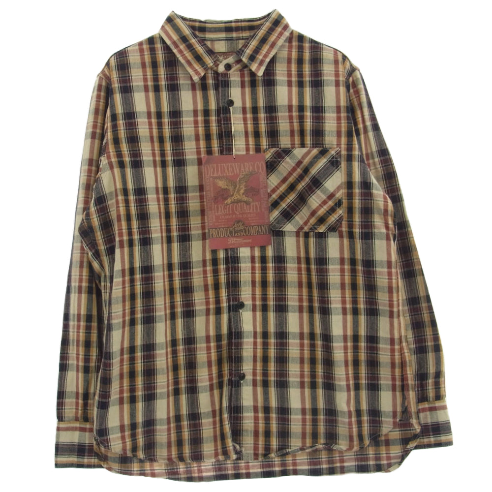 デラックスウエア MV-09 TRICO NEL-SHIRTS チェック柄 ネルシャツ 長袖 シャツ マルチカラー系 XL【新古品】【未使用】【中古】