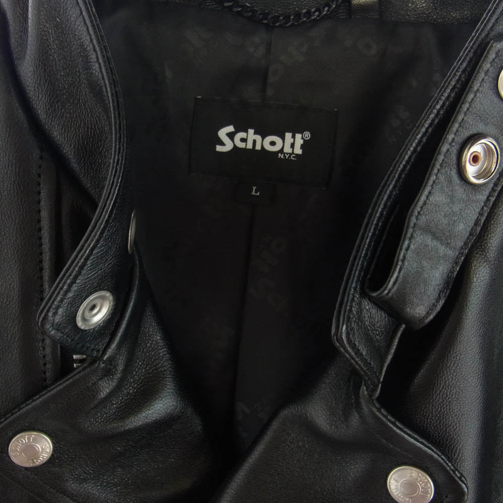 schott ショット 782-3950077 DOUBLE BREST RIDERS ダブル ブレスト ライダース ラムレザー レザー ジャケット ブラック系 L【極上美品】【中古】
