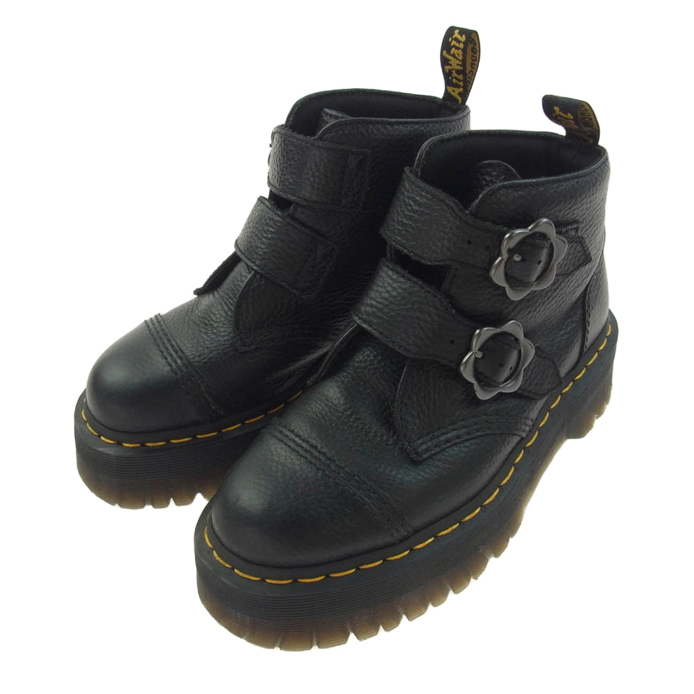 Dr.Martens ドクターマーチン Quad Retro Devon FLWR デボン フラワー 2ストラップ ブーツ Milled Nappa ブラック系 UK5【中古】